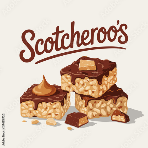 Scotcheroos Dessert Bar with Chocolate Topping
