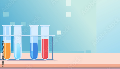 Glass laboratory chemical test tubes with liquid for analytical , medical, pharmaceutical and scientific research concept