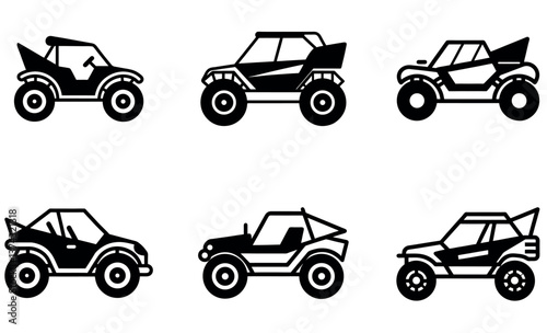 Off-Road Dune Buggy Icons Vector Set 