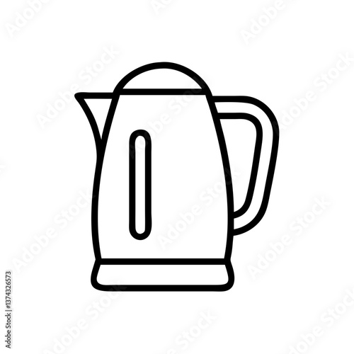 Electric kettle outline drawing against clear background  