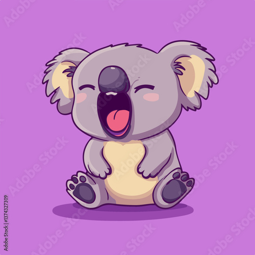 Koala yawning, vector illustration.
