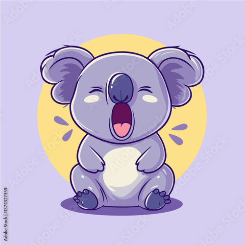 Koala yawning, vector illustration.