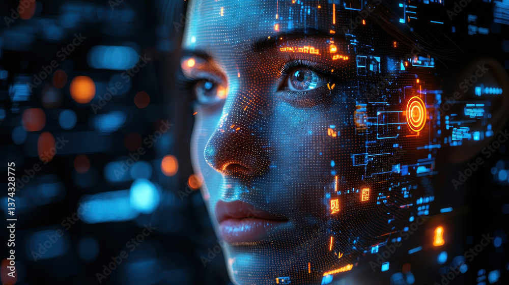 Biometric facial recognition system malfunctioning with distortions and errors in digital security environment