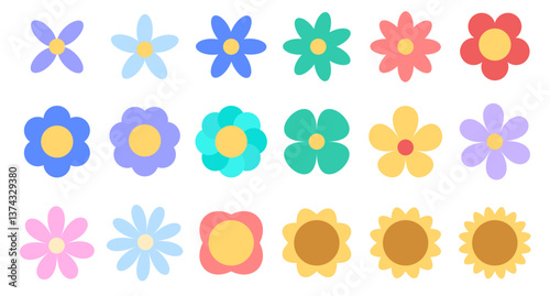 Flower icon set. Various flowers. 