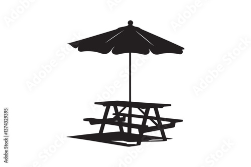 Charming Picnic Table Silhouettes Outdoor Dining Artwork