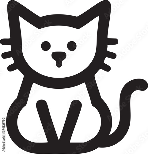 A charming collection of cat silhouettes and line art in black and white, featuring various feline poses and expressions—perfect for stickers, prints, and minimalist designs.