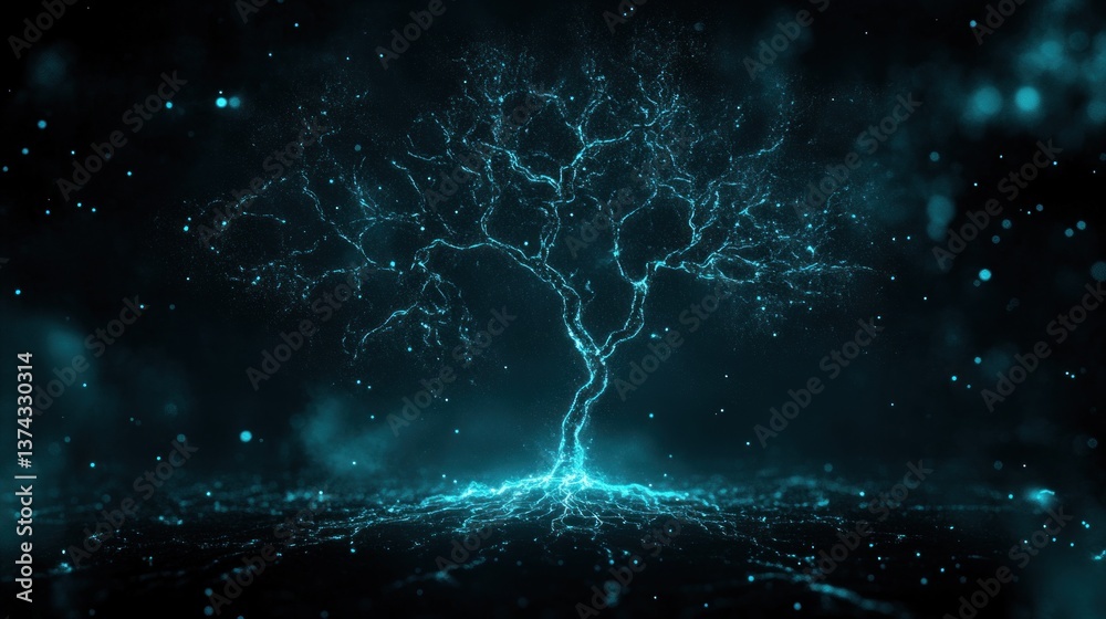 Fototapeta premium Enigmatic Glowing Tree in a Mystical Night