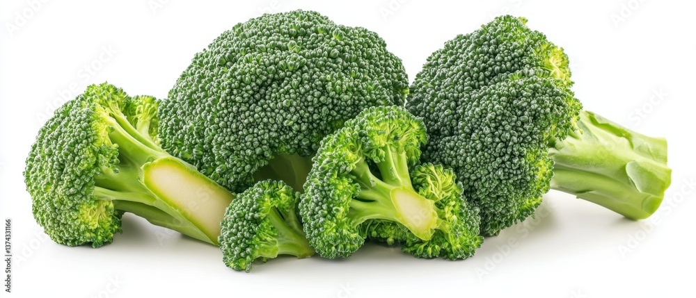 Fresh Green Broccoli Florets on White Background Close Up Capturing Vibrant Texture and Healthy Eating Concept for Culinary Stock Photography Fresh Green Broccoli Florets on White Background Close Up Capturing Vibrant Texture and Healthy Eating Concept for Culinary Stock Photography