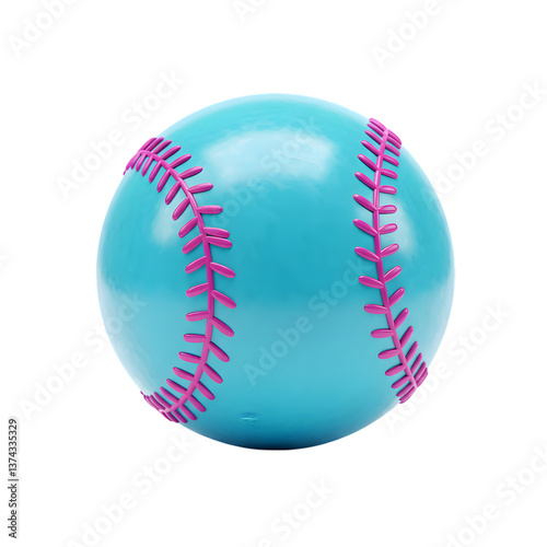 Wallpaper Mural Vibrant Baseball Render with Turquoise Sphere and Magenta Stitches on White Torontodigital.ca