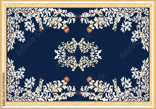 Persian rug original Design Oreintal Flora Damasks embroidery, Persian style. art ornament print.Design for carpet, cover.wallpaper, wrapping, fabric, clothing, tribal vector texture.
