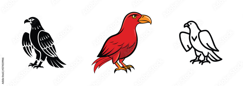 Obraz premium Black, Red, White Eagle Designs Bird Illustrations, Vector Art