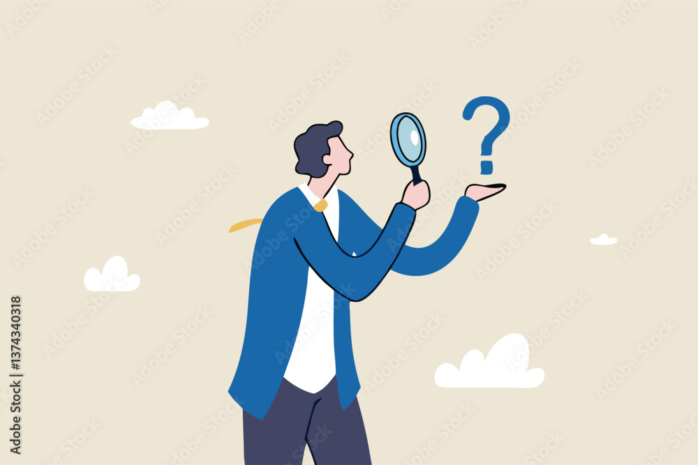 custom made wallpaper toronto digitalProblem analysis, analyze information to find solution or answer, solving problem or trouble, challenge to think overcome difficulty concept, businessman analyze question mark with magnifying glass.