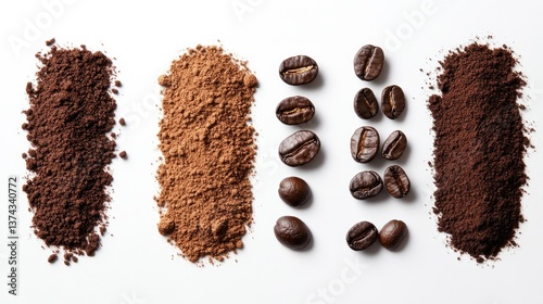 Wallpaper Mural A side-by-side comparison of coffee grounds at different roast levels, from coarse light roast to fine dark espresso grind. Torontodigital.ca