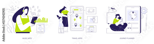 Lifestyle applications abstract concept vector illustrations.