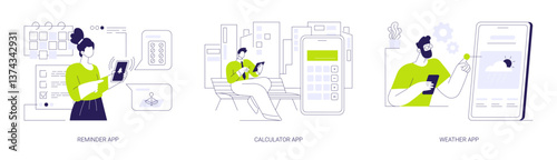 Utility mobile apps abstract concept vector illustrations.