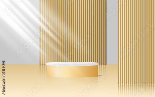 Abstract subtle background. Gray and white leaf platform gray background vector 3d render with podium stand to display cosmetic products 3d stage display white background display