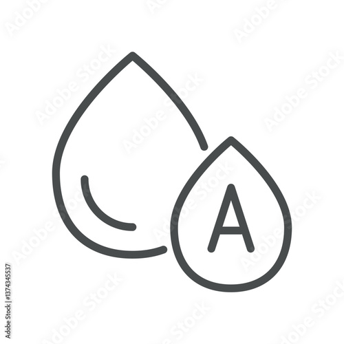 Blood Type A Icon. Simple Line Illustration of Blood Drops Indicating A Group, Relevant for Medical Testing, Transfusion, and Blood Typing. Suitable for Healthcare and Laboratory Use
