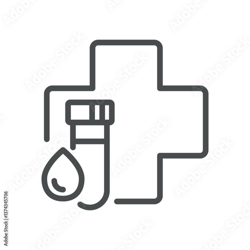 Blood Check Service Icon. Thin Line Illustration of Blood Sample Analysis for Medical Diagnosis, Healthcare Screening, and Laboratory Testing. Suitable for Medical Applications
