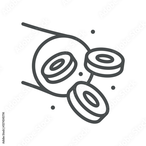Blood Cells in Vessel Icon. Thin Line Illustration of Red Blood Cells Flowing Through Vessel, Representing Circulation, Oxygen Transport, and Hematology. Perfect for Medical Use
