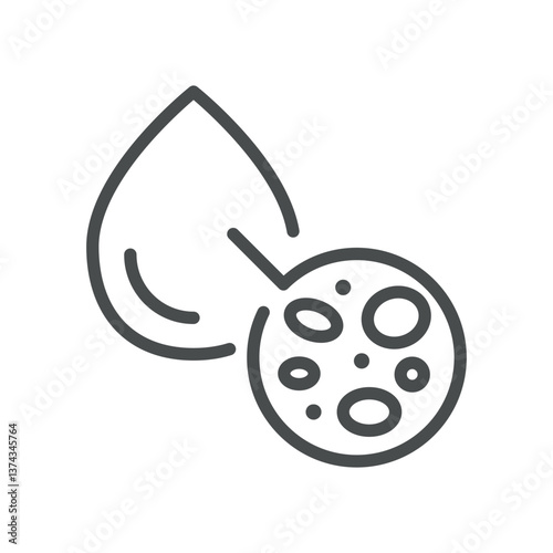 Blood Microscopy Icon. Simple Line Illustration of Blood Sample Under Microscope, Indicating Cellular Structure and Hematological Analysis. Suitable for Medical, Live Blood Analysis, Laboratory Use
