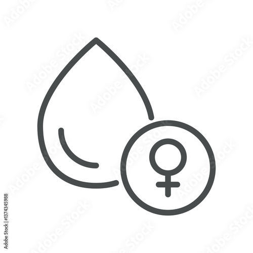 Female Blood Test Icon. Thin Line Illustration of Blood Sample Analysis for Female Health, Hormonal Imbalances, and Diagnosis. Ideal for Medical and Laboratory Use