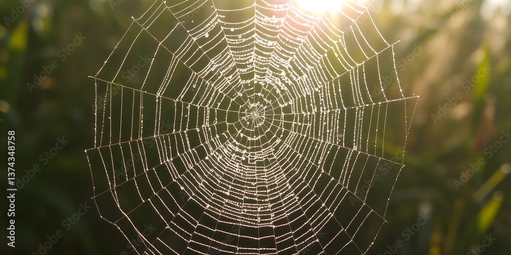 Delicate Webs: Nature's engineering marvel, a spiderweb glistens with morning dew, catching the golden light of dawn, a testament to nature's beauty. Delicate Webs: Nature's engineering marvel, a spiderweb glistens with morning dew, catching the golden light of dawn, a testament to nature's beauty.
