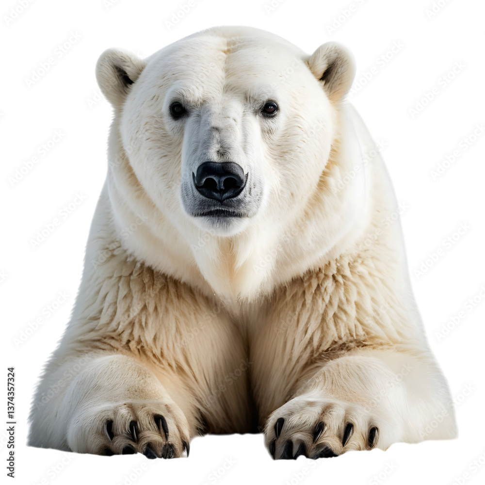Polar bear close-up with black nose and fur details Polar bear close-up with black nose and fur details