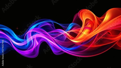 A vibrant dance of swirling colors, a fiery energy expressing passion and movement against a stark black backdrop.