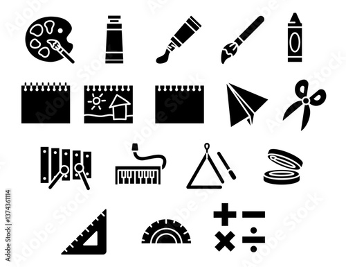 School life icon set. School Subject Icon.