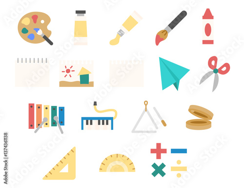 School life icon set. School Subject Icon.