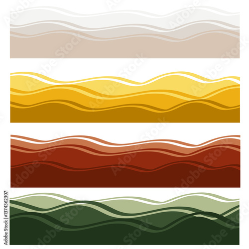 Abstract Wavy Bottom Edge Banner Set – Colorful Curvy Design Elements on Transparent Background