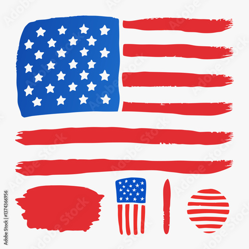 Create stunning 4th of July visuals with unique American flag elements, ideal for both print and digital use.