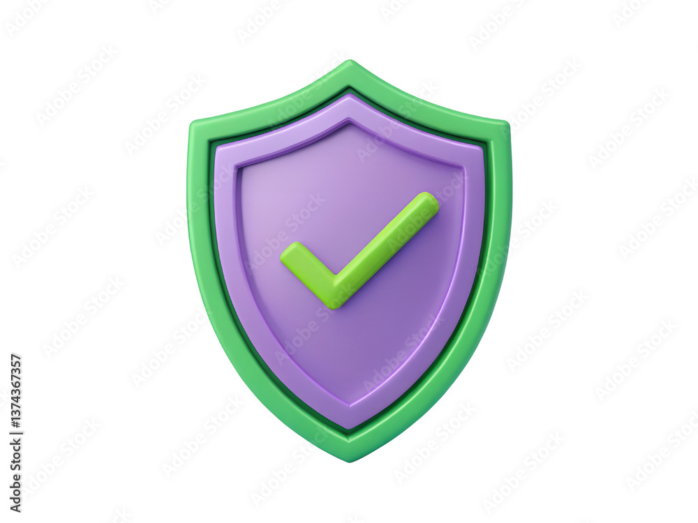 3D Shield Icon with Checkmark Symbol Representing Security and Protection
3D Shield Icon with Checkmark Symbol Representing Security and Protection
