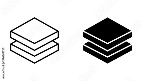 Layers icon set, vector illustration on a white background.
