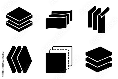 Layers icon set, vector illustration on a white background.