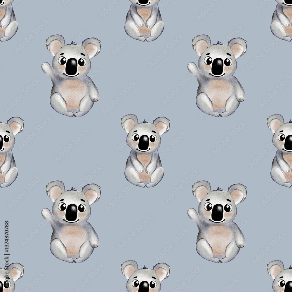 Obraz premium Colorful koala pattern design suitable for various fabric and wallpaper applications