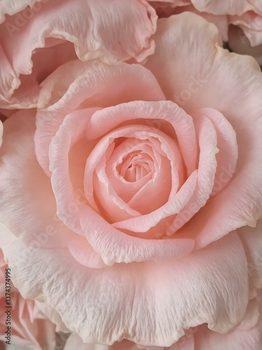 Soft Petals of Beauty: Close-up of a delicate pink rose in full bloom, showcasing its soft petals and intricate layers. evoking feelings of love, beauty, and the delicate dance of nature.