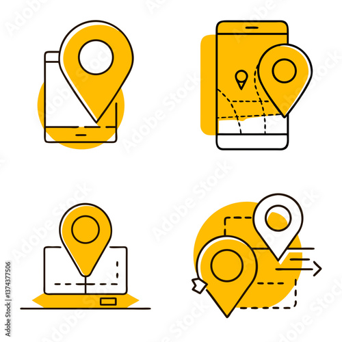 geolocation navigation icons set
