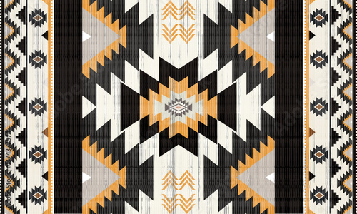 Navajo tribal vector seamless pattern. Native American ornament. Ethnic South Western decor style. Boho geometric ornament. Vector seamless pattern. Mexican blanket, rug. Woven carpet illustration