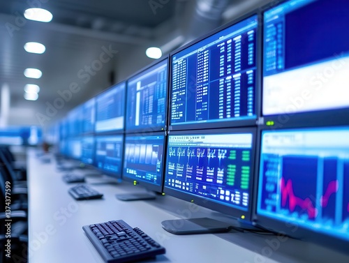 Wallpaper Mural Control room in butane refinery with digital monitors, butane processing, hightech energy management Torontodigital.ca