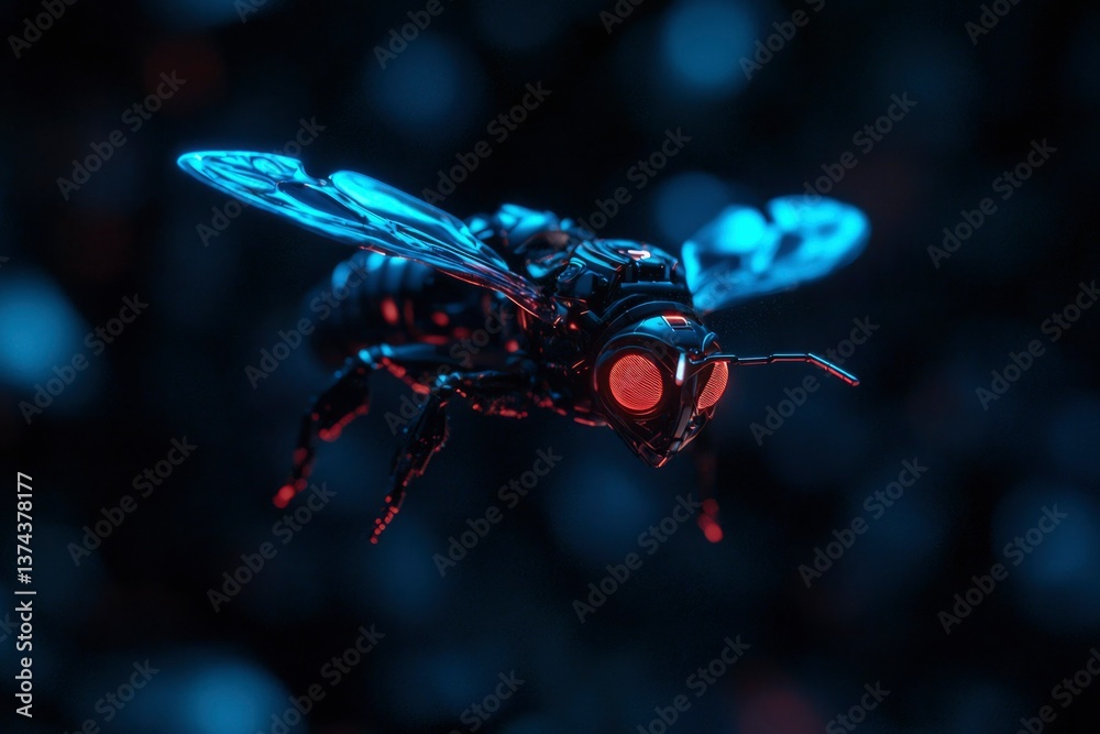 Fototapeta premium Futuristic bee in flight