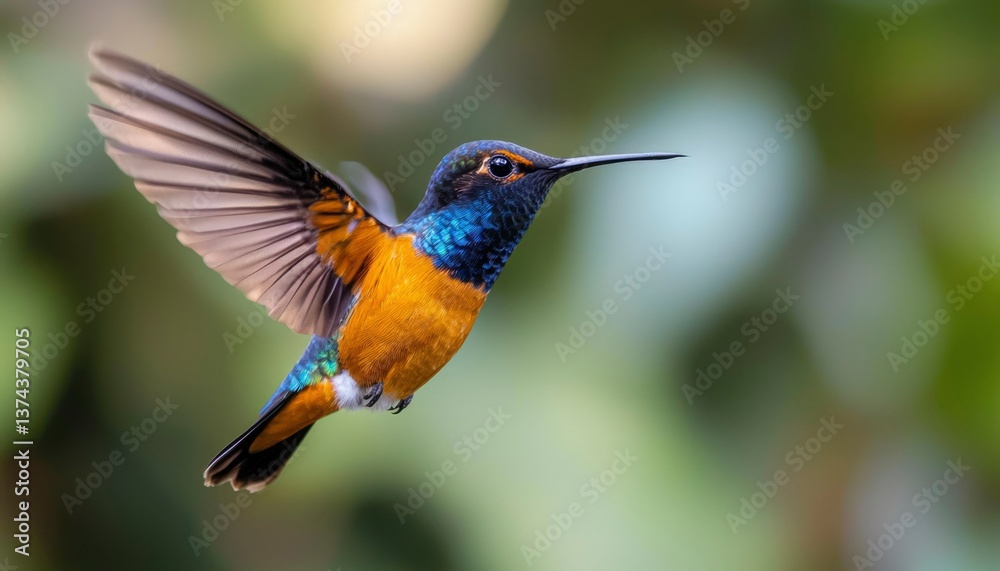 Fototapeta premium Colorful hummingbird in flight (1)