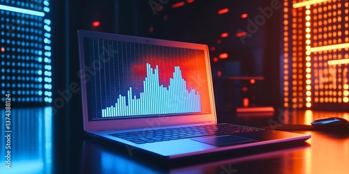 Stock market analysis on laptop screen with financial data and trading charts for investment success