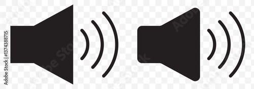 Black Speaker icon set. Sound volume. Volume icon set on Transparent Background. EPS 10.