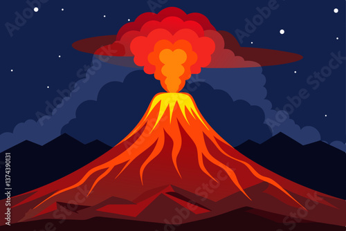burning volcano in the sky