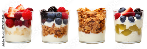 Obraz na płótnie Greek Yogurt Parfait on transparent background w salonie