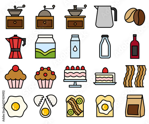 Cafe and coffee shop icon set. food and drink icons set. Outline icon