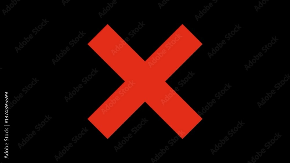 Red Cross Mark Brush Stroke video animation. red mark icons. no icon animation 4K video isolated on transparent background.

