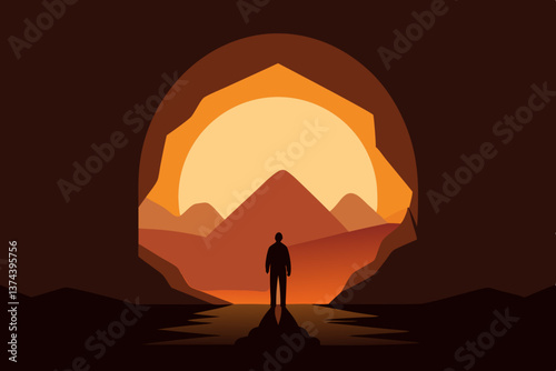 silhouette of a man walking in the desert