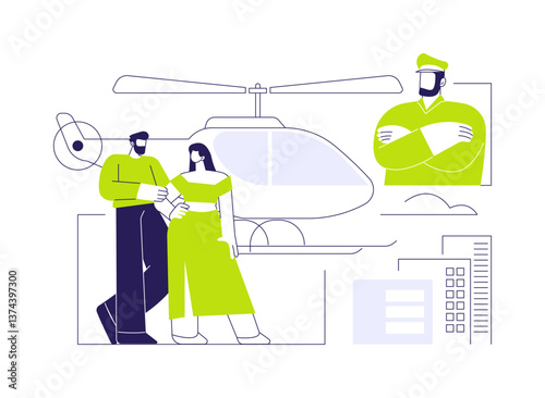 Private helicopter abstract concept vector illustration.